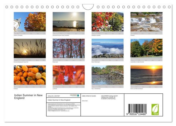 Produktbild: Indian Summer in New England (Wandkalender 2026 DIN A4 quer), CALVENDO Monatskalender
