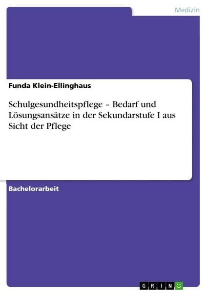 Produktbild: Schulgesundheitspflege - Bedarf und L&ouml;sungsans&auml;tze in der Sekundarstufe I aus Sicht der Pflege