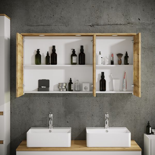Produktbild: LED Bad Spiegelschrank Steckdose 59x110x23 Cosila