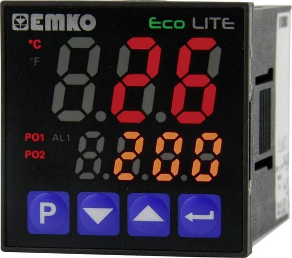Produktbild: Emko ecoLITE.4.5.2R.0.0 Temperaturregler Pt100, J, K, R, S, T, L -199 bis +999 &deg;C Relais 5 A (L x B x H) 90 x 48 x 48 mm