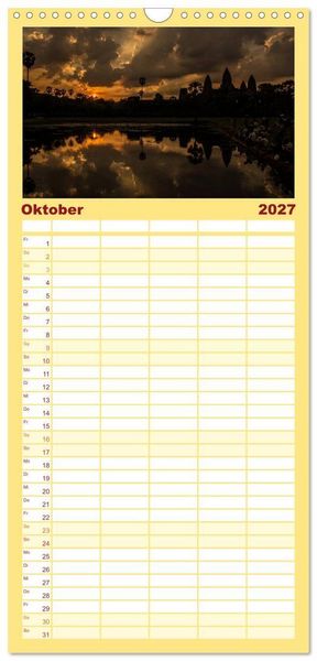 Produktbild: Familienplaner 2027 - Magisches Kambodscha mit 5 Spalten (Wandkalender, 21 x 45 cm) CALVENDO