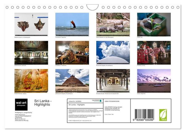 Produktbild: Sri Lanka - Highlights (Wandkalender 2027 DIN A4 quer), CALVENDO Monatskalender
