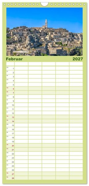 Produktbild: Familienplaner 2027 - Matera - Die Stadt der Sassi mit 5 Spalten (Wandkalender, 21 x 45 cm) CALVENDO