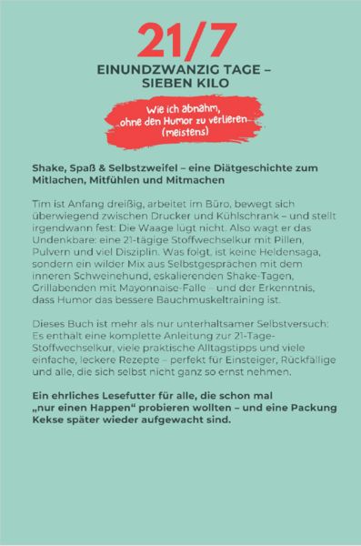 Produktbild: 21/7 Einundzwanzig Tage - Sieben Kilo