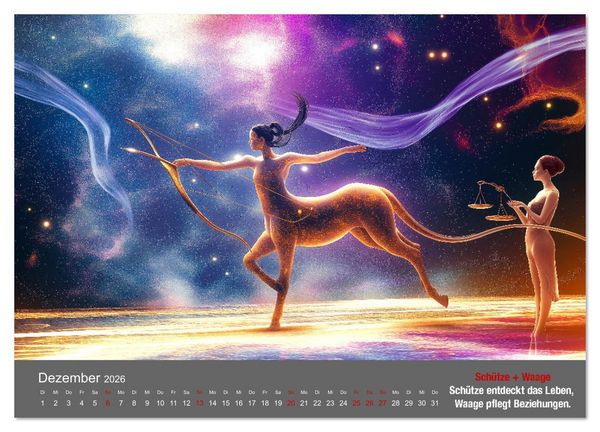 Produktbild: Sternzeichen im Einklang - Aszendent im Jahreshoroskop (Wandkalender 2026 DIN A3 quer), CALVENDO Monatskalender