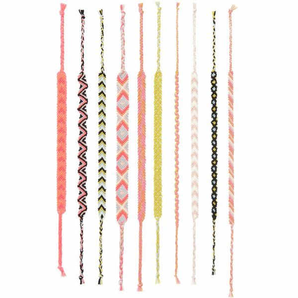 Produktbild: DIY Freundschaftsarmb&auml;nder Set, Fashion Colours, 10x8 m Stickgarn in 10 verschiedenen Farben, 100 % Baumwolle, Neon 100% Polyester
