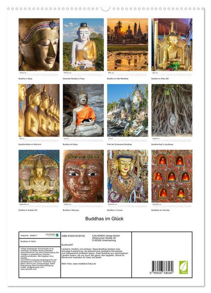 Produktbild: Buddhas im Gl&uuml;ck (hochwertiger Premium Wandkalender 2026 DIN A2 hoch), Kunstdruck in Hochglanz