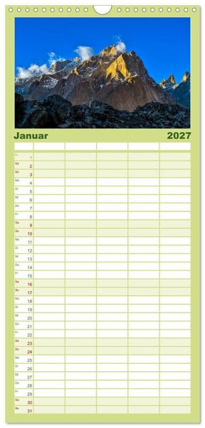 Produktbild: Familienplaner 2027 - Berge des Karakorum mit 5 Spalten (Wandkalender, 21 x 45 cm) CALVENDO