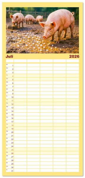 Produktbild: Familienplaner 2026 - Tierische Redewendungen - Ein Kalender voller Spr&uuml;che und Sprachbilder mit 5 Spalten (Wandkalender, 21 x 45 cm) CALVENDO