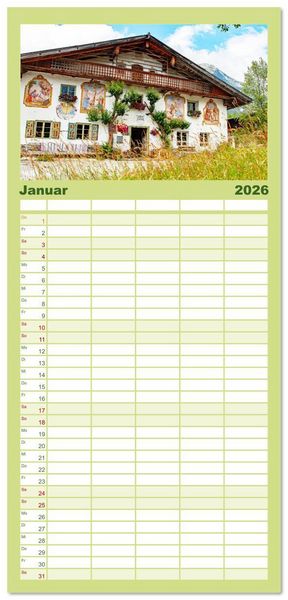 Produktbild: Familienplaner 2026 - Tiroler Bauernh&ouml;fe Mal urig, mal feudal mit 5 Spalten (Wandkalender, 21 x 45 cm) CALVENDO