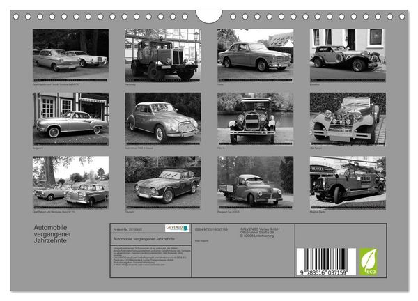 Produktbild: Automobile vergangener Jahrzehnte (Wandkalender 2026 DIN A4 quer), CALVENDO Monatskalender