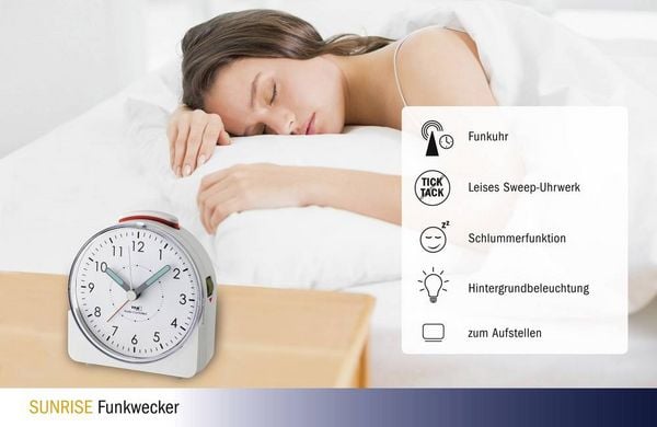 Produktbild: TFA Dostmann 60.1513.02 Funk Wecker Wei&szlig; Fluoreszierend Zeiger