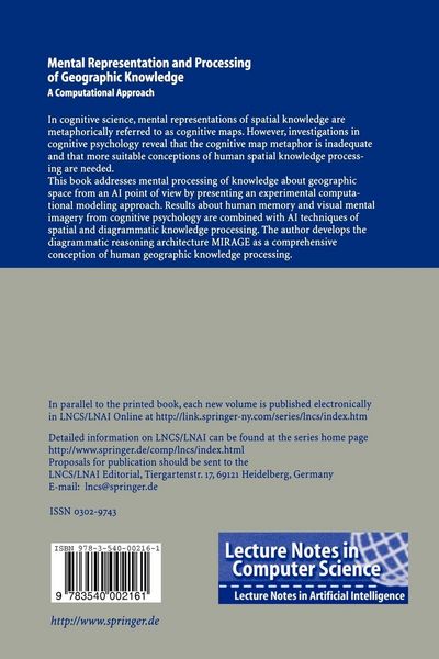 Produktbild: Mental Representation and Processing of Geographic Knowledge