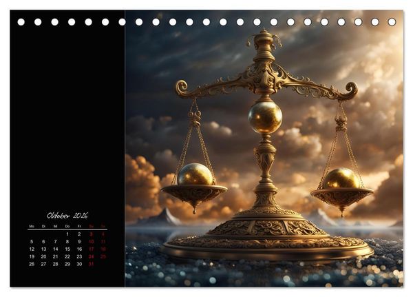 Produktbild: KI Tierkreiszeichen (Tischkalender 2026 DIN A5 quer), CALVENDO Monatskalender