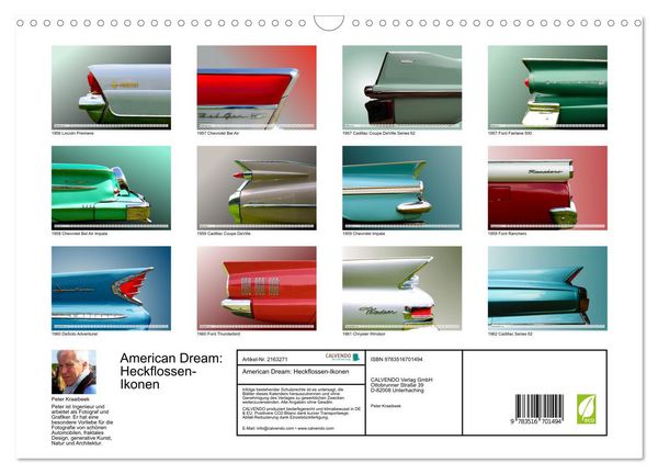 Produktbild: American Dream: Heckflossen-Ikonen (Wandkalender 2026 DIN A3 quer), CALVENDO Monatskalender