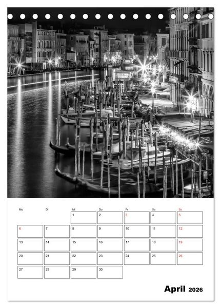 Produktbild: MONOCHROMES VENEDIG Klassische Momente (Tischkalender 2026 DIN A5 hoch), CALVENDO Monatskalender