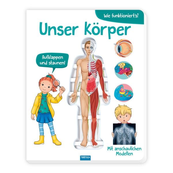 Produktbild: TR&Ouml;TSCH - Wissensbuch "Unser K&ouml;rper" | Kinderbuch mit Klappmodell f&uuml;r einen Einblick ins Innere des K&ouml;rpers. Mein K&ouml;rper Kinderbuch mit spannenden Fakten zum Lernen und Staunen | Ab 5 Jahren
