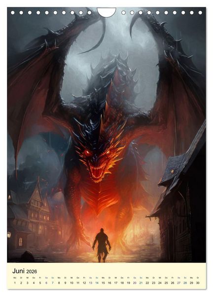 Produktbild: Drachen Ritter Burgen (Wandkalender 2026 DIN A4 hoch), CALVENDO Monatskalender