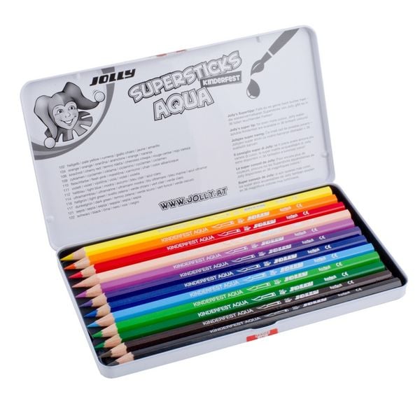 Produktbild: JOLLY Buntstifte Supersticks Kinderfest AQUA, 12er Metalletui