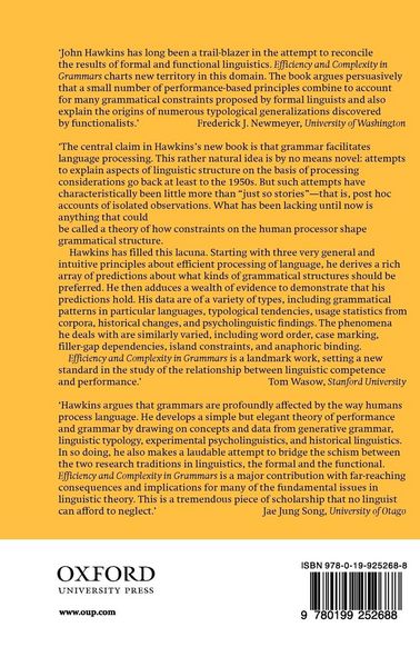 Produktbild: Efficiency and Complexity in Grammars