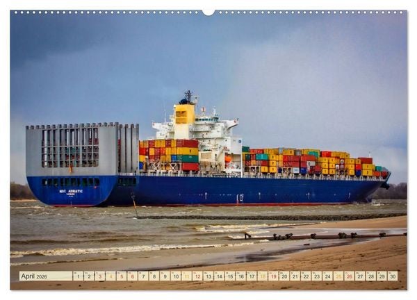 Produktbild: Containerschiffe auf der Elbe (Wandkalender 2026 DIN A2 quer), CALVENDO Monatskalender