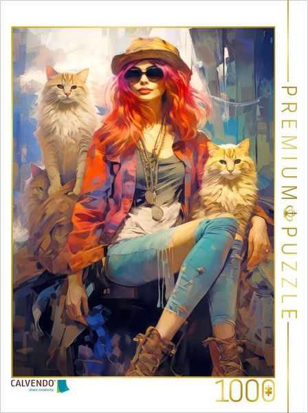Produktbild: CALVENDO Puzzle Hippie-Frau | 1000 Teile Lege-Gr&ouml;&szlig;e 64x48cm Foto-Puzzle f&uuml;r gl&uuml;ckliche Stunden