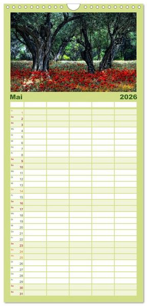 Produktbild: Familienplaner 2026 - Provence romantique mit 5 Spalten (Wandkalender, 21 x 45 cm) CALVENDO