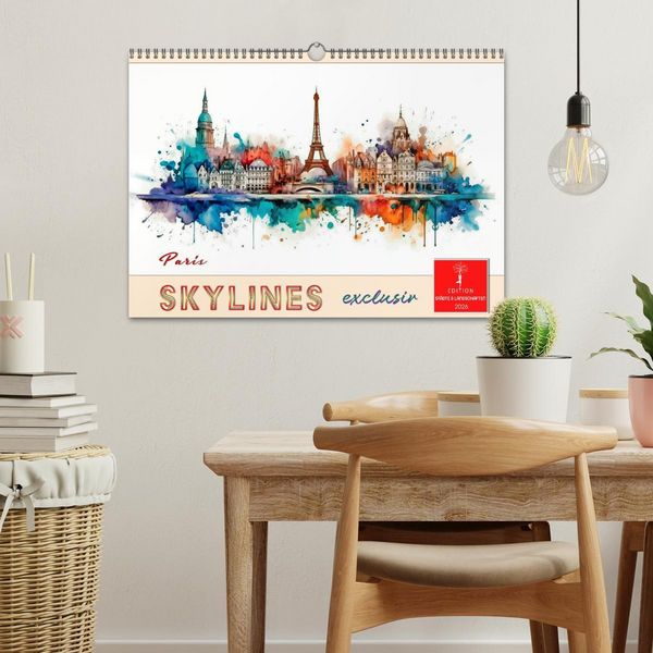 Produktbild: Skylines exklusiv (Wandkalender 2026 DIN A3 quer), CALVENDO Monatskalender