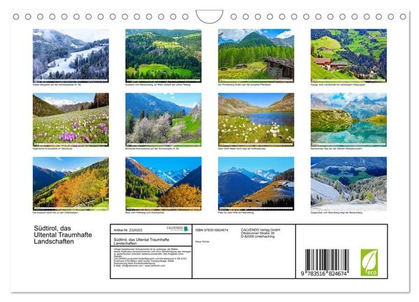 Produktbild: S&uuml;dtirol, das Ultental Traumhafte Landschaften (Wandkalender 2027 DIN A4 quer), CALVENDO Monatskalender