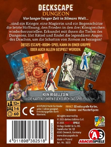 Produktbild: Abacusspiele ABA38251 - Deckscape, Dungeon, Escape-Room-Spiel