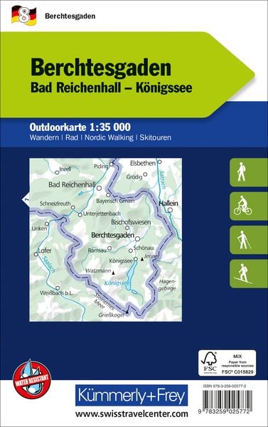 Produktbild: K&uuml;mmerly+Frey Outdoorkarte Deutschland 8 Berchtesgaden 1:35.000