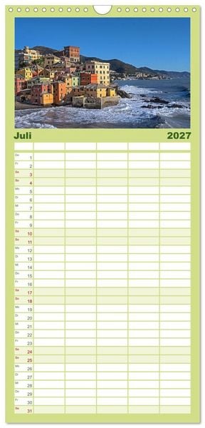 Produktbild: Familienplaner 2027 - Die zeitlose Sch&ouml;nheit von Genua mit 5 Spalten (Wandkalender, 21 x 45 cm) CALVENDO
