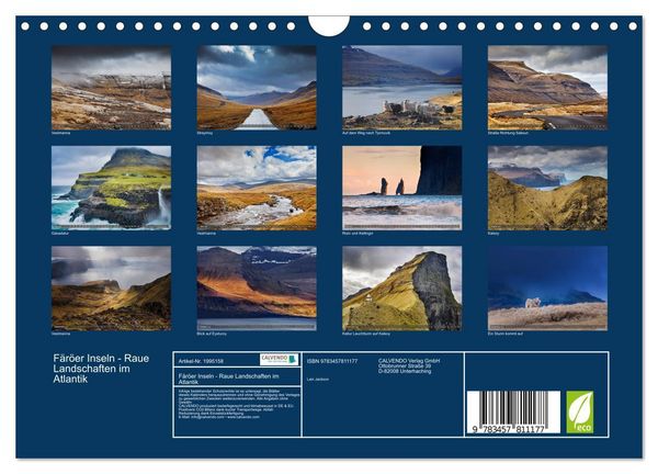 Produktbild: F&auml;r&ouml;er Inseln - Raue Landschaften im Atlantik (Wandkalender 2026 DIN A4 quer), CALVENDO Monatskalender
