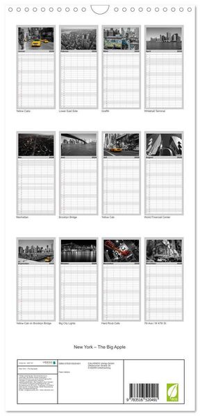Produktbild: Familienplaner 2026 - New York &ndash; The Big Apple mit 5 Spalten (Wandkalender, 21 x 45 cm) CALVENDO