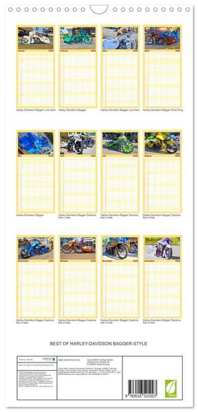 Produktbild: Familienplaner 2026 - BEST OF HARLEY-DAVIDSON BAGGER-STYLE mit 5 Spalten (Wandkalender, 21 x 45 cm) CALVENDO