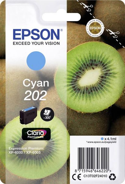 Epson Druckerpatrone T02F2, 202 Original Cyan C13T02F24010