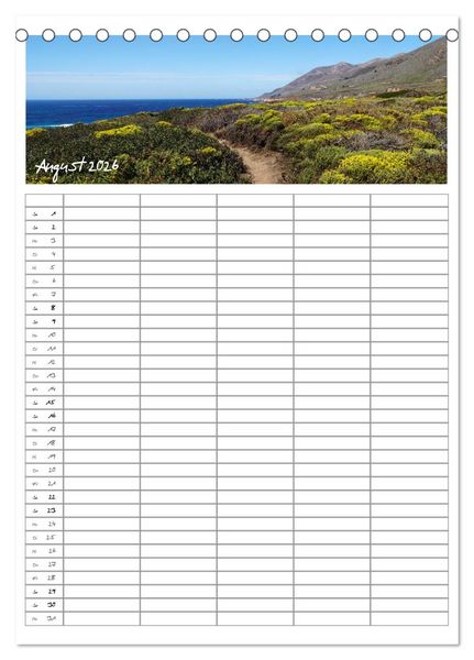 Produktbild: Kalifornien - Familienplaner 2026 (Tischkalender 2026 DIN A5 hoch), CALVENDO Monatskalender