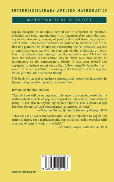 Produktbild: Mathematical Population Genetics 1