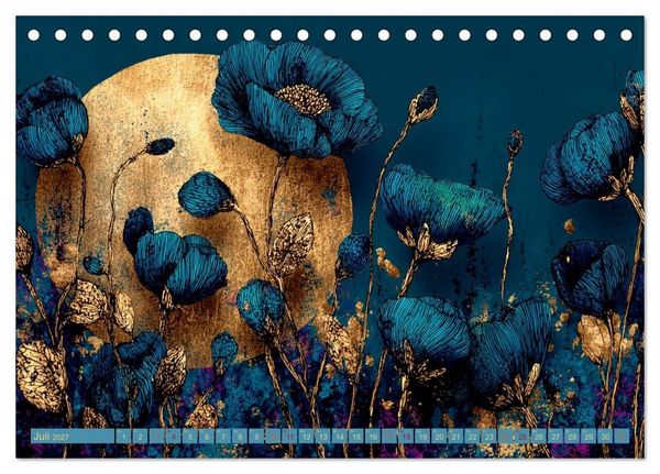 Produktbild: T&uuml;rkis trifft Gold (Tischkalender 2027 DIN A5 quer), CALVENDO Monatskalender
