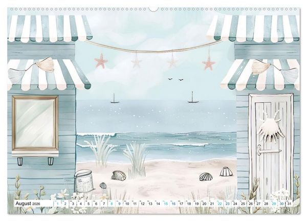 Produktbild: Strandtr&auml;ume in Aquarell (Wandkalender 2026 DIN A2 quer), CALVENDO Monatskalender