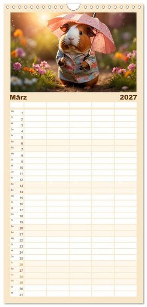 Produktbild: Familienplaner 2027 - Meerschweinchen mal anders! mit 5 Spalten (Wandkalender, 21 x 45 cm) CALVENDO