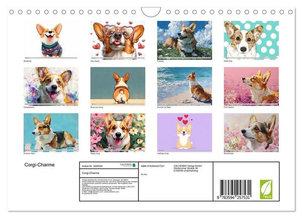 Produktbild: Corgi-Charme (Wandkalender 2027 DIN A4 quer), CALVENDO Monatskalender