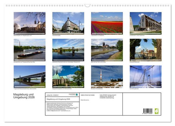 Produktbild: Magdeburg und Umgebung 2026 (Wandkalender 2026 DIN A2 quer), CALVENDO Monatskalender