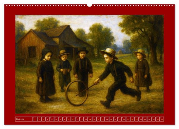 Produktbild: Einfach Leben - Einblicke in die Welt der Amish im Stil alter Gem&auml;lde (Wandkalender 2026 DIN A2 quer), CALVENDO Monatskalender