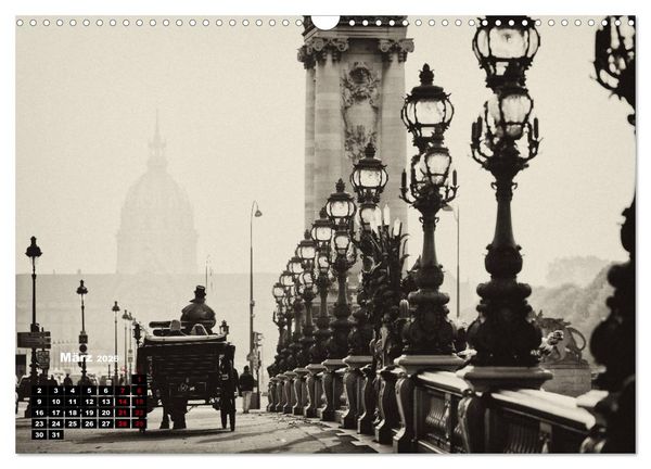 Produktbild: Paris-Impressionen in Schwarz-Wei&szlig; (Wandkalender 2026 DIN A3 quer), CALVENDO Monatskalender