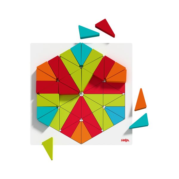 Produktbild: HABA 2012371001 - Mosaic triangles, Legespiel Mosaik-Dreiecke, 58-teilig, Holz