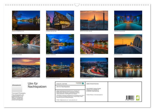 Produktbild: Ulm f&uuml;r Nachtspatzen (Wandkalender 2026 DIN A2 quer), CALVENDO Monatskalender