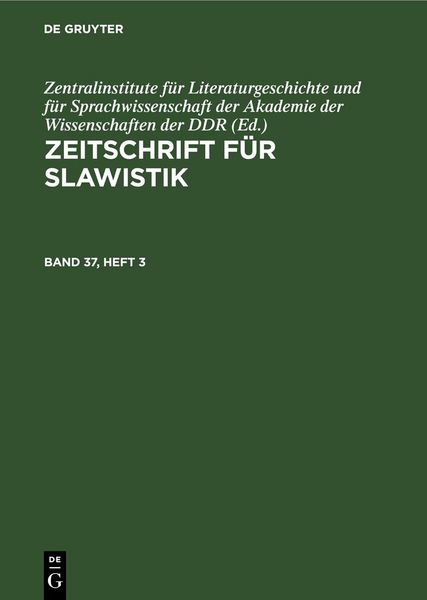 Produktbild: Zeitschrift f&uuml;r Slawistik. Band 37, Heft 3