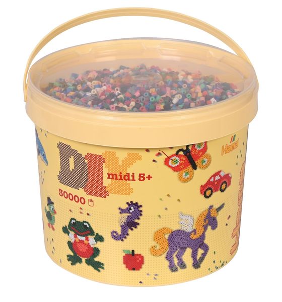 Produktbild: Hama 181-67 - Eimer mit ca. 30000 Midi-Bügelperlen, Volltonmix