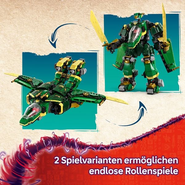 Produktbild: LEGO NINJAGO 2in1 Lloyds Jet-Mech - Set mit Drachen & Figuren - 71845